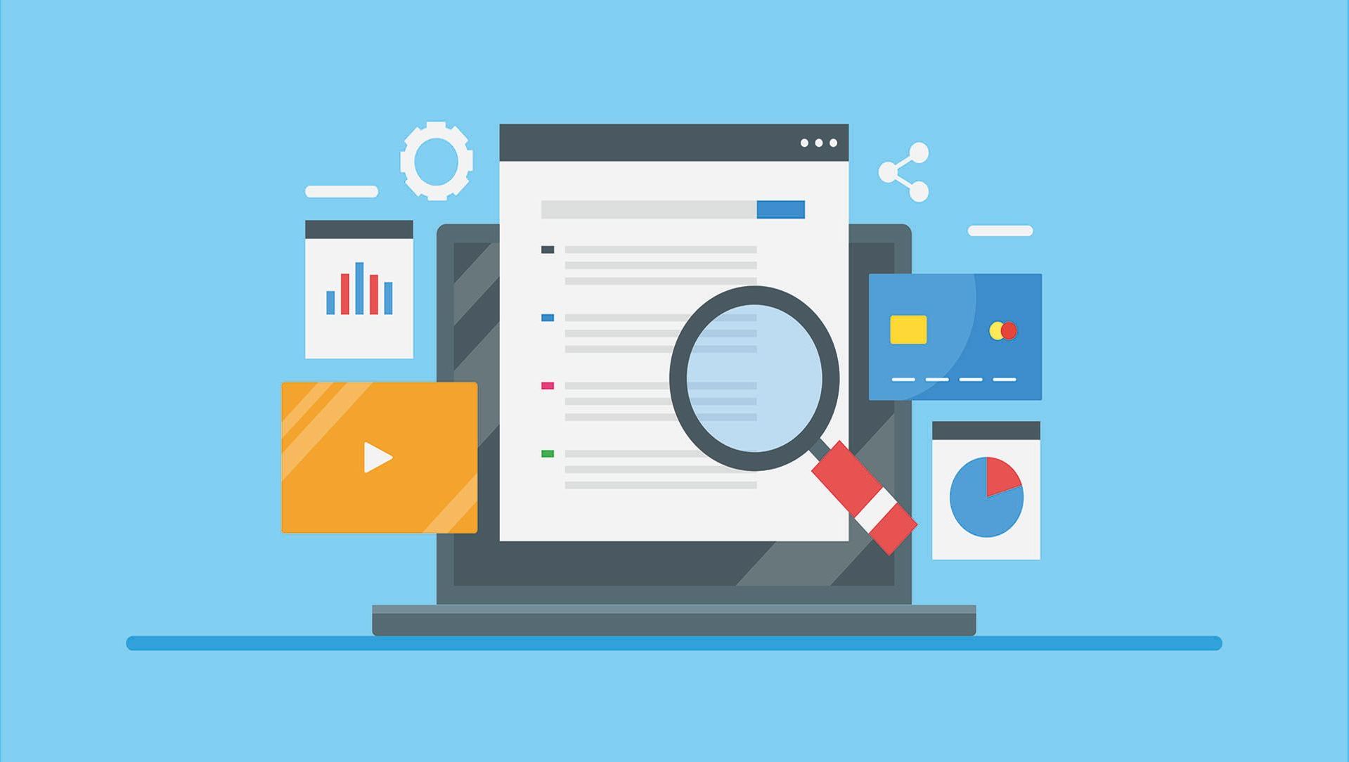 Illustrasjon av datamaskin og google ads